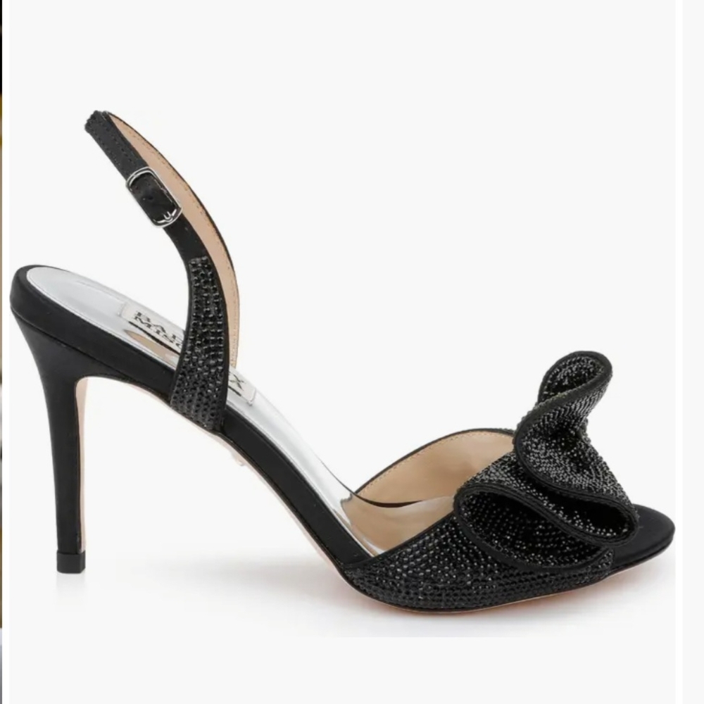 Badgley Mischka Black Slingback Heels with Sparkly Finish - Picture 7 of 10